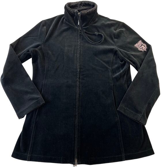 St. John Vintage Y2K Black velour zip-up jacket women’s size Medium - Picture 1 of 9
